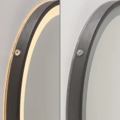 Paul Neuhaus LED-vægspejl VIDRO, grå, Ø 46 cm, powerbank, afbryder