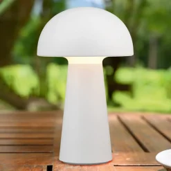 Reality Leuchten Dekorationsbelysning|Terrassebelysning>Lennon LED-bordlampe, IP44, batteri, Touchdim hvid
