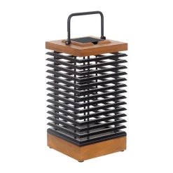 LED-solcellelanterne Tekura, teak/grå, 46,5 cm^Les Jardins Best