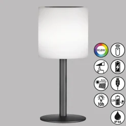 FH Lighting Lesina LED-solar-bordlampe, sandsort/hvid