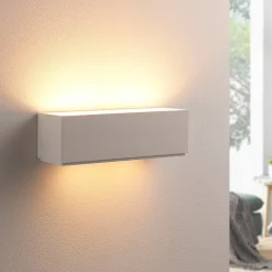 Lindby Lidby væglampe Benno, 29 cm, gips, hvid, kantet, G9