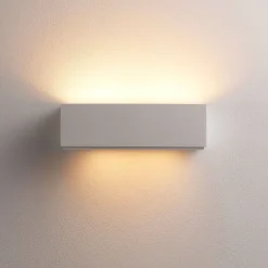 Lindby Lidby væglampe Benno, 29 cm, gips, hvid, kantet, G9