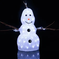 STAR TRADING Lille LED-figur Crystal Snowman til udendørs brug