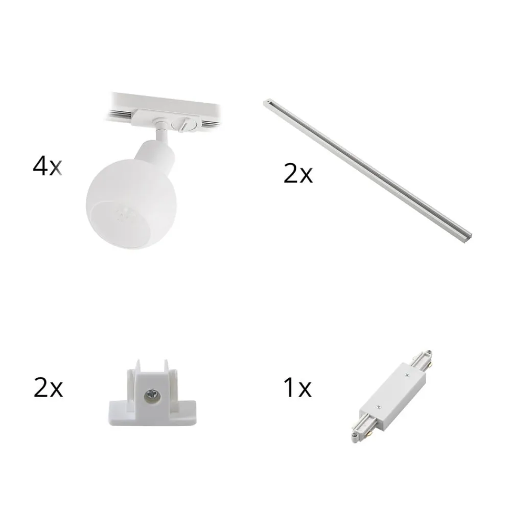 Lindby 1 lyskilde skinnesystem Linaro, E14, 4 lyskilder, hvid