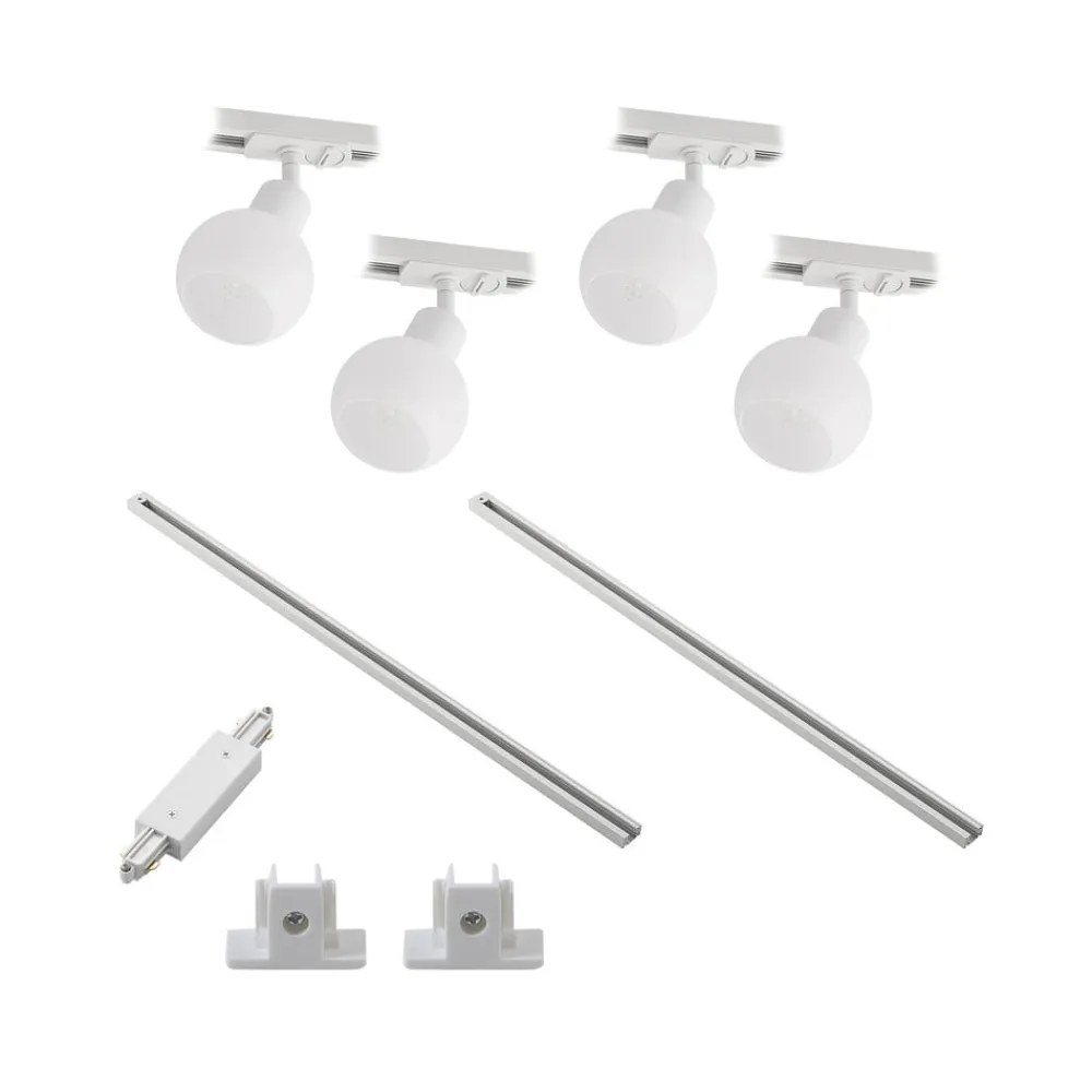 Lindby 1 lyskilde skinnesystem Linaro, E14, 4 lyskilder, hvid