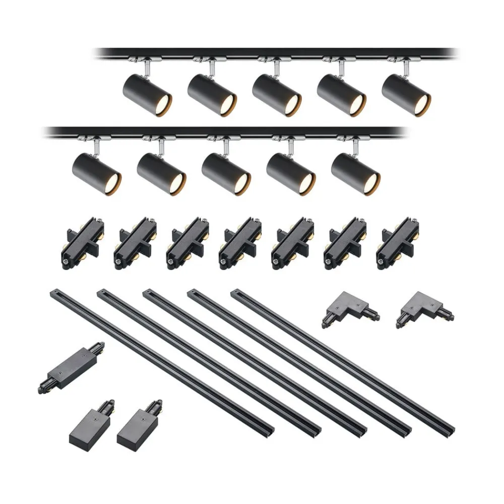 Lindby Arbejdsrum/Kontor|Gang>1 lyskilde skinnesystem Linaro, GU10, 10 lyskilder sort