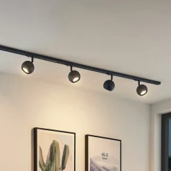 Lindby 1 lyskilde skinnesystem Linaro, GU10, 4 lyskilder, sort