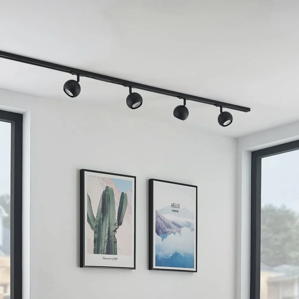 Lindby 1 lyskilde skinnesystem Linaro, GU10, 4 lyskilder, sort