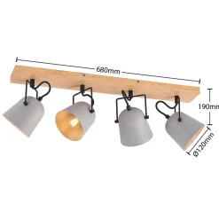 Lindby Adalin loftlampe, 4 lyskilder, grå