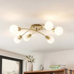 Agmar loftlampe, 6 lyskilder, messing^Lindby Hot