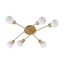 Agmar loftlampe, 6 lyskilder, messing^Lindby Hot