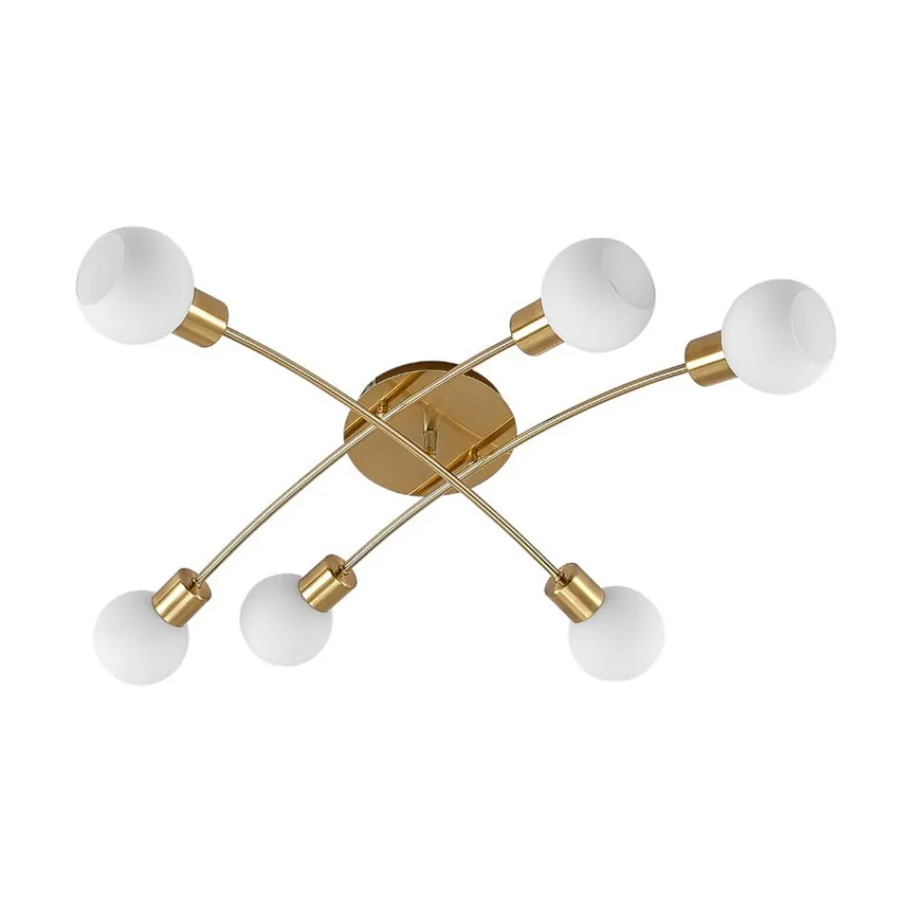 Agmar loftlampe, 6 lyskilder, messing^Lindby Hot