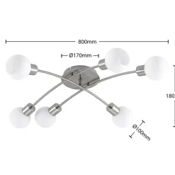 Lindby Agmar loftlampe, nikkelfarvet, glas, 6 lyskilder, E14