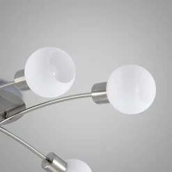 Lindby Agmar loftlampe, nikkelfarvet, glas, 6 lyskilder, E14