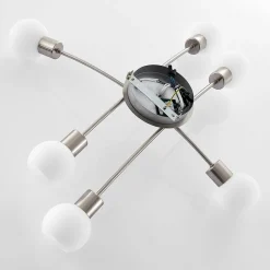 Lindby Agmar loftlampe, nikkelfarvet, glas, 6 lyskilder, E14