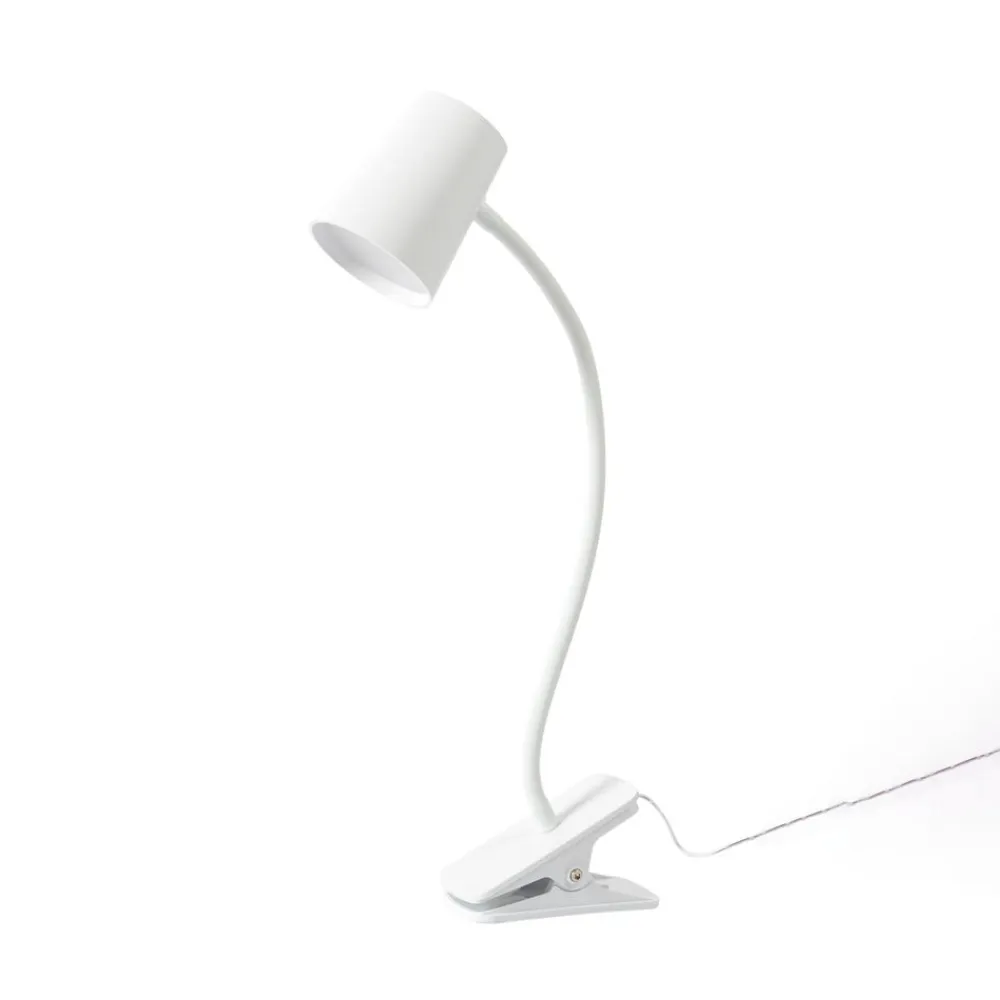 Lindby Arbejdsrum/Kontor|Bordlamper>Ailina LED-bordlampe, klemmefod, hvid