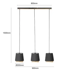 Ananya hængelampe af jern og træ, 3 lyskilder^Lindby Clearance