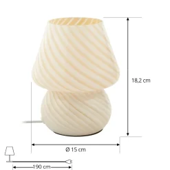 Andriana bordlampe, gul/hvid, glas, Ø 15 cm^Lindby