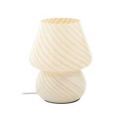 Andriana bordlampe, gul/hvid, glas, Ø 15 cm^Lindby