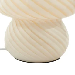 Andriana bordlampe, gul/hvid, glas, Ø 15 cm^Lindby