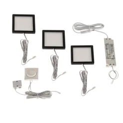 Lindby Antony LED-underskabsbelysning, sæt med 3, sort