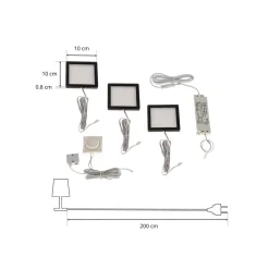 Lindby Antony LED-underskabsbelysning, sæt med 3, sort