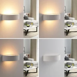 Lindby Aurel LED-væglampe, gips, hvid, halvrund