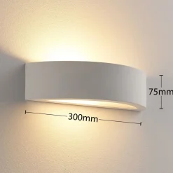 Lindby Aurel LED-væglampe, gips, hvid, halvrund