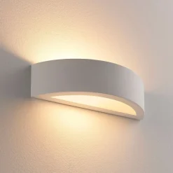 Lindby Aurel LED-væglampe, gips, hvid, halvrund