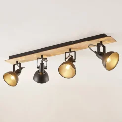 Aylis loftlampe, 4 lyskilder, 82 cm, sort, træ, E14^Lindby Clearance