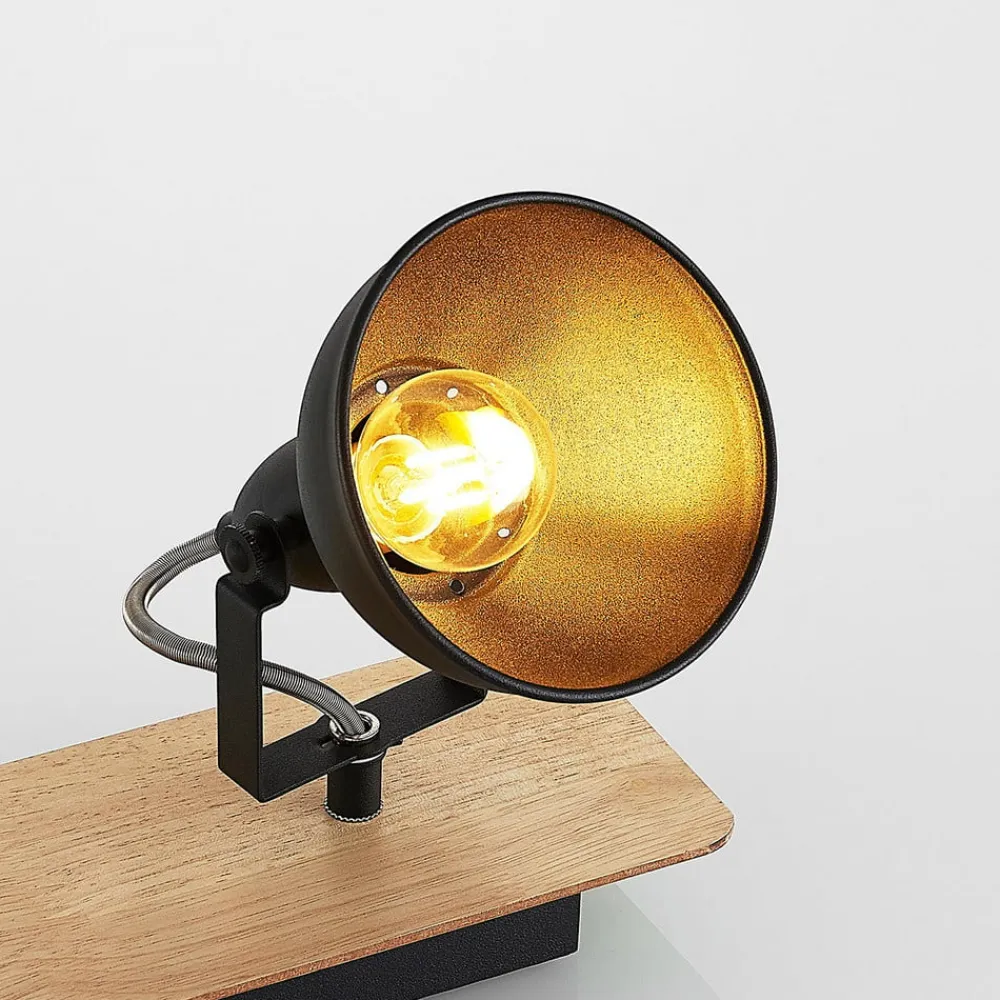 Aylis loftlampe, 4 lyskilder, 82 cm, sort, træ, E14^Lindby Clearance