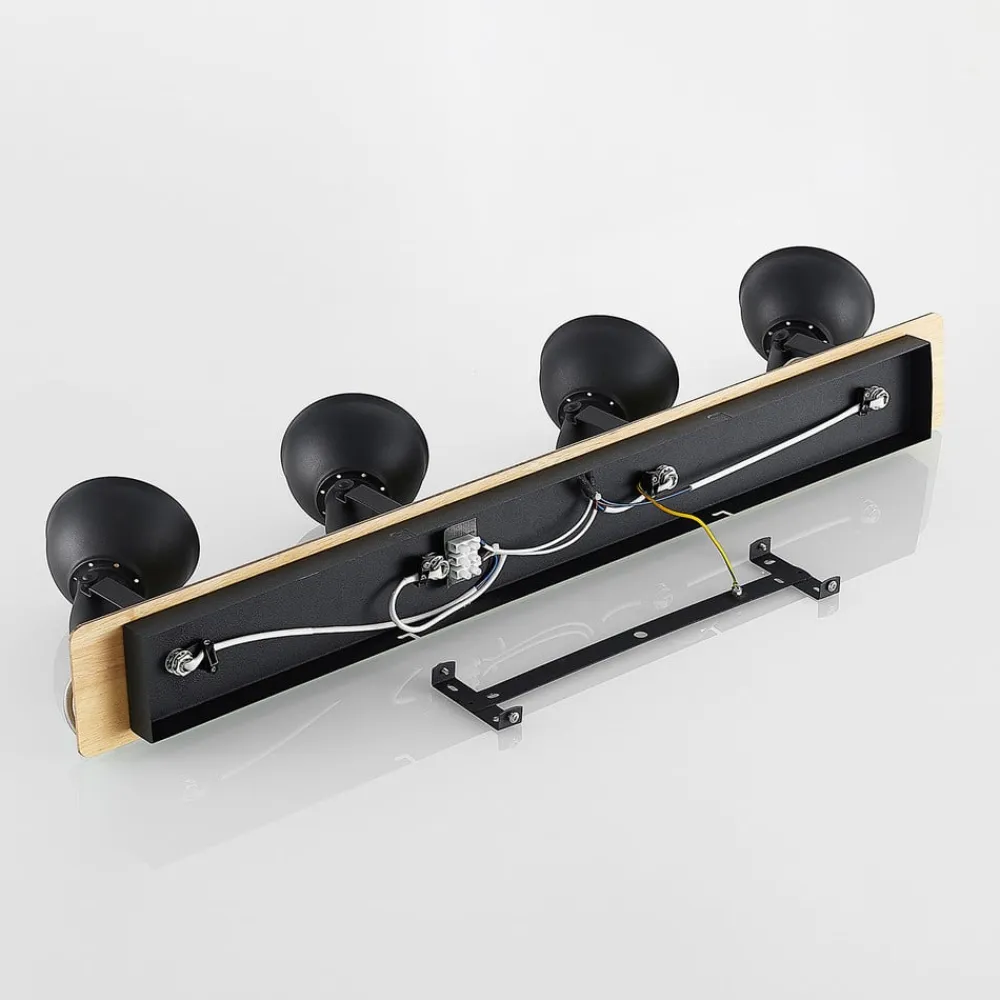 Aylis loftlampe, 4 lyskilder, 82 cm, sort, træ, E14^Lindby Clearance