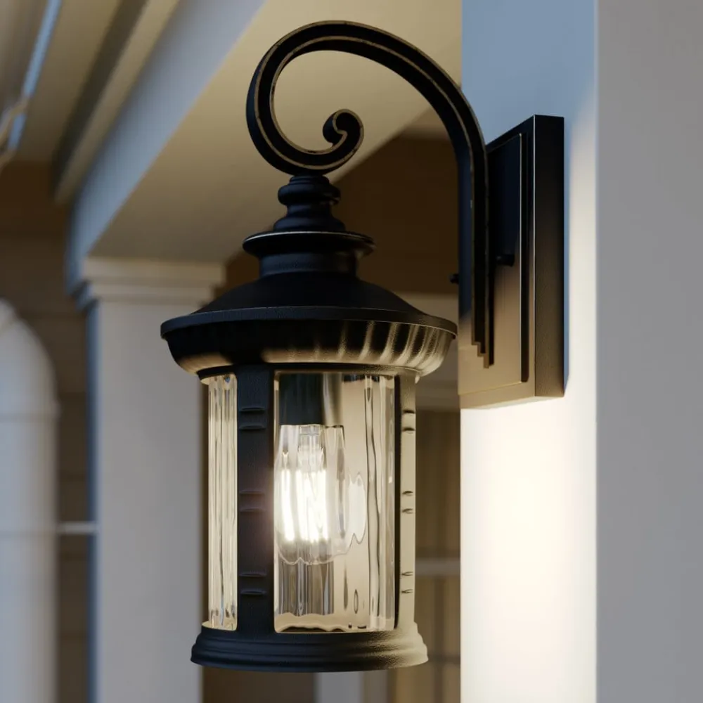 Lindby Barret udendørs væglampe, 39 cm, aluminium, brun