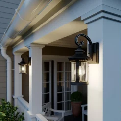 Lindby Barret udendørs væglampe, 39 cm, aluminium, brun