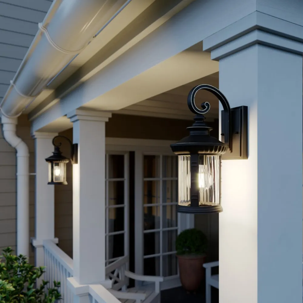 Lindby Barret udendørs væglampe, 39 cm, aluminium, brun