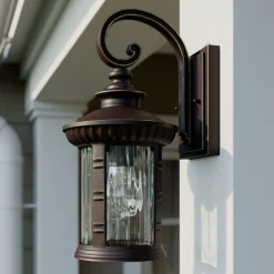 Lindby Barret udendørs væglampe, 39 cm, aluminium, brun