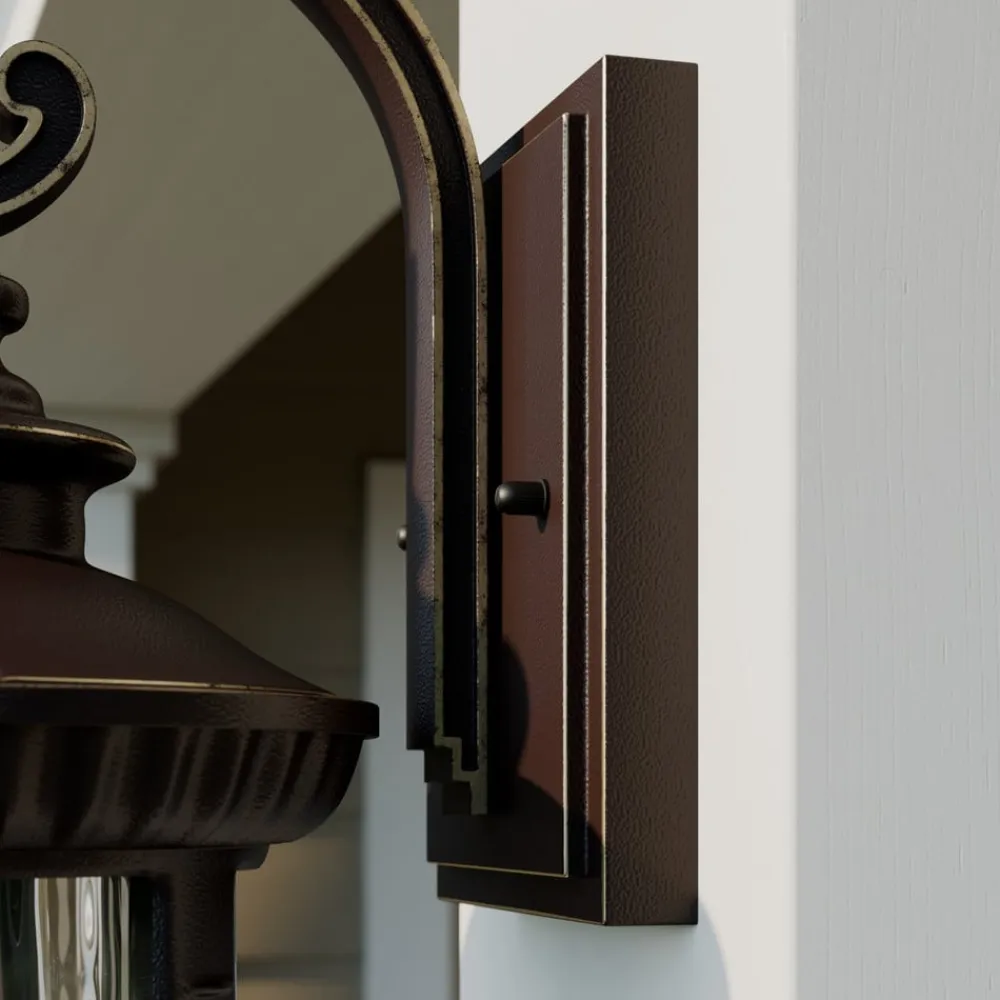 Lindby Barret udendørs væglampe, 39 cm, aluminium, brun