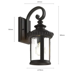 Lindby Barret udendørs væglampe, 39 cm, aluminium, brun