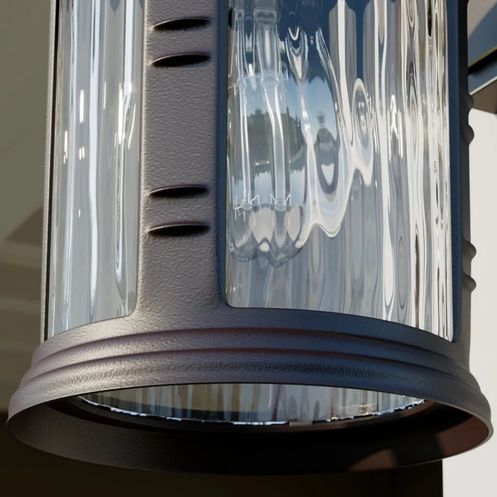 Lindby Barret udendørs væglampe, 39 cm, aluminium, brun