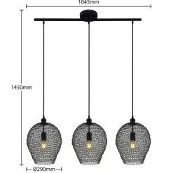 Lindby Benja pendellampe, 3 lyskilder, sort