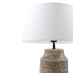 bordlampe Aelith, Ø 40 cm, brun, keramik, E27^Lindby Best