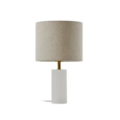 bordlampe Alabaster, hvid/beige, Ø 25 cm, marmor, E27^Lindby Online