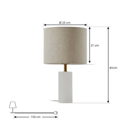 bordlampe Alabaster, hvid/beige, Ø 25 cm, marmor, E27^Lindby Online