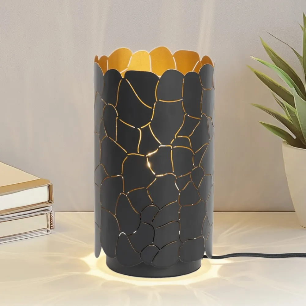 Lindby Bordlamper>bordlampe Aralena, sort/guld, højde 26,5 cm