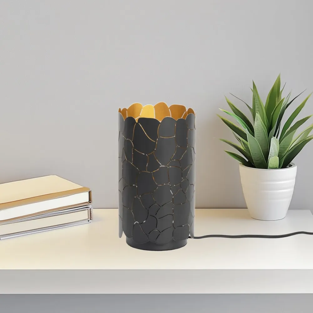 Lindby Bordlamper>bordlampe Aralena, sort/guld, højde 26,5 cm