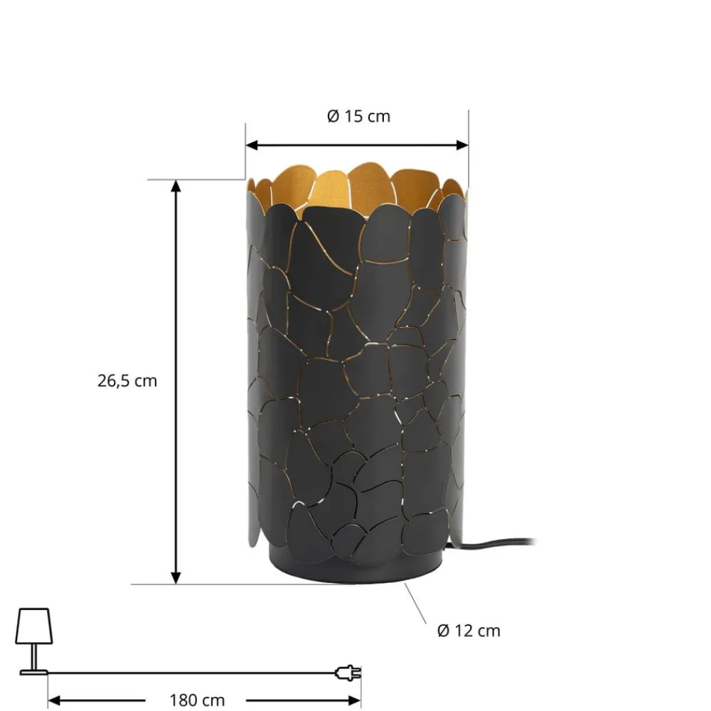 Lindby Bordlamper>bordlampe Aralena, sort/guld, højde 26,5 cm