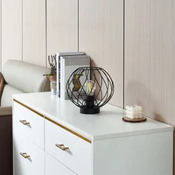 Lindby bordlampe Danika, sort, metal, Ø 25 cm