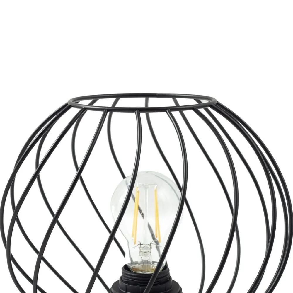 Lindby bordlampe Danika, sort, metal, Ø 25 cm