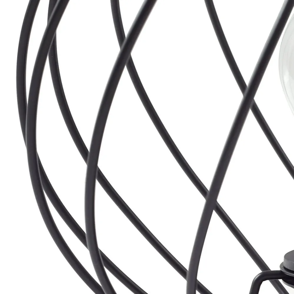 Lindby bordlampe Danika, sort, metal, Ø 25 cm