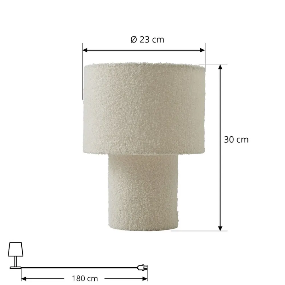 Lindby bordlampe Jone, hvid, tekstil, 30 cm